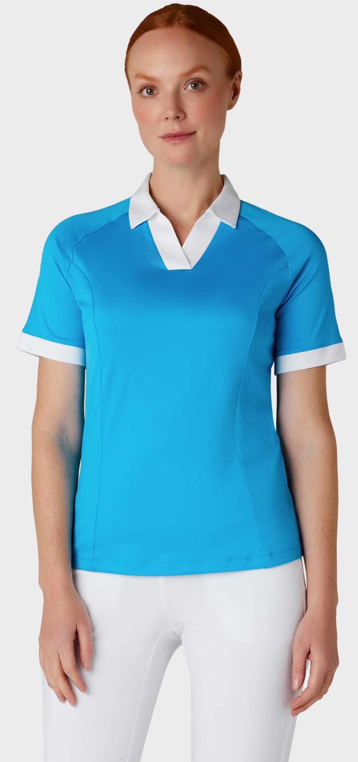 Callaway V-Placket Colorblock Damen Poloshirt, blau