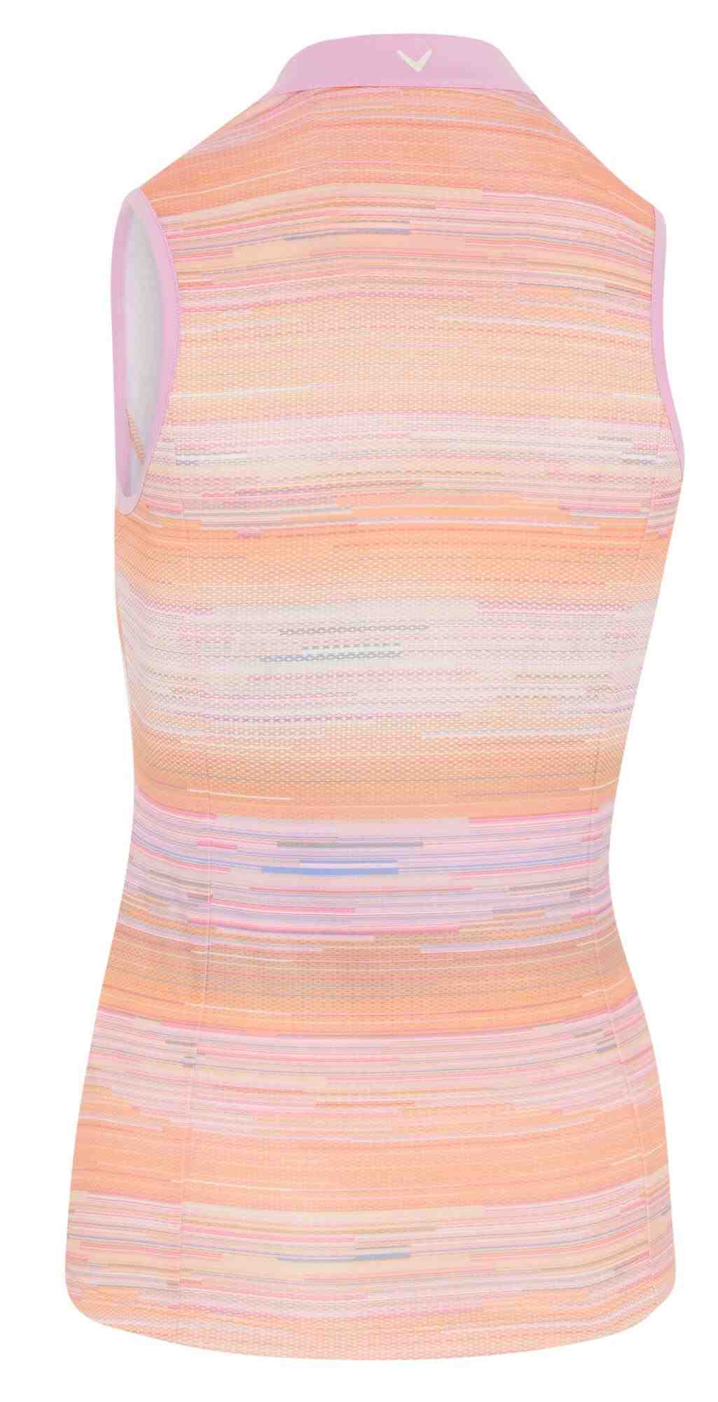 Callaway Striped Sleeveless Damen Poloshirt, papaya