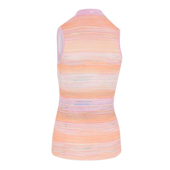 Callaway Striped Sleeveless Damen Poloshirt, papaya