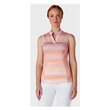 Callaway Striped Sleeveless Damen Poloshirt, papaya