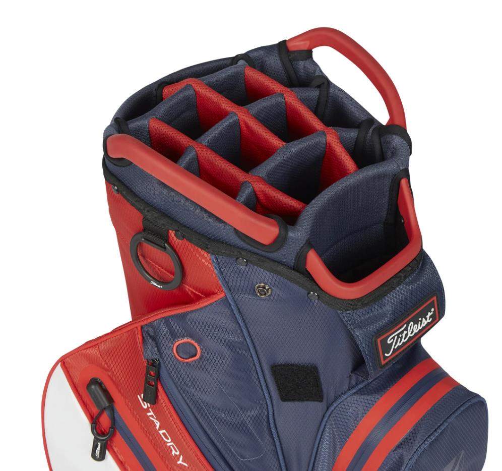 Titleist 14 StaDry Cartbag, dunkelblau/rot/weiss