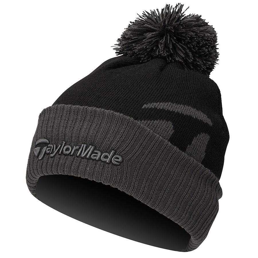 TaylorMade Bobble Beanie Herren Wintermütze, schwarz