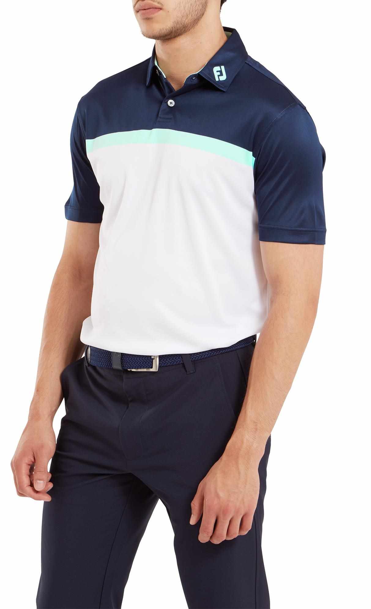 FootJoy Raker Print Lisle Herren Poloshirt, weiss