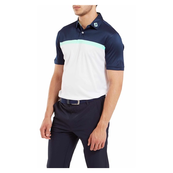 FootJoy Raker Print Lisle Herren Poloshirt, weiss