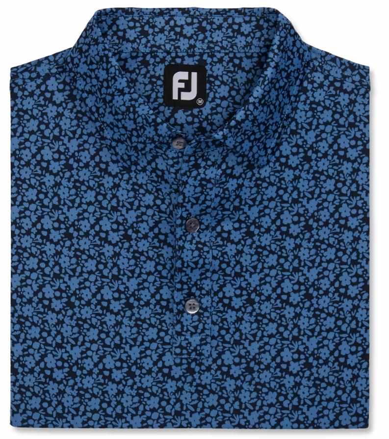 FootJoy Raker Print Lisle Herren Poloshirt, dunkelblau