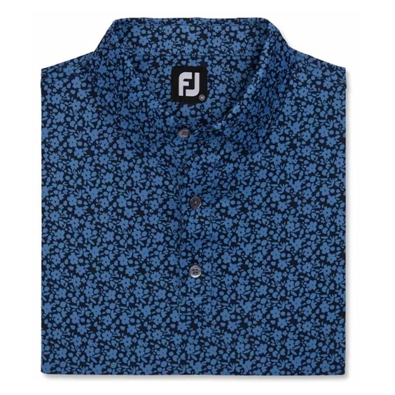 FootJoy Raker Print Lisle Herren Poloshirt, dunkelblau