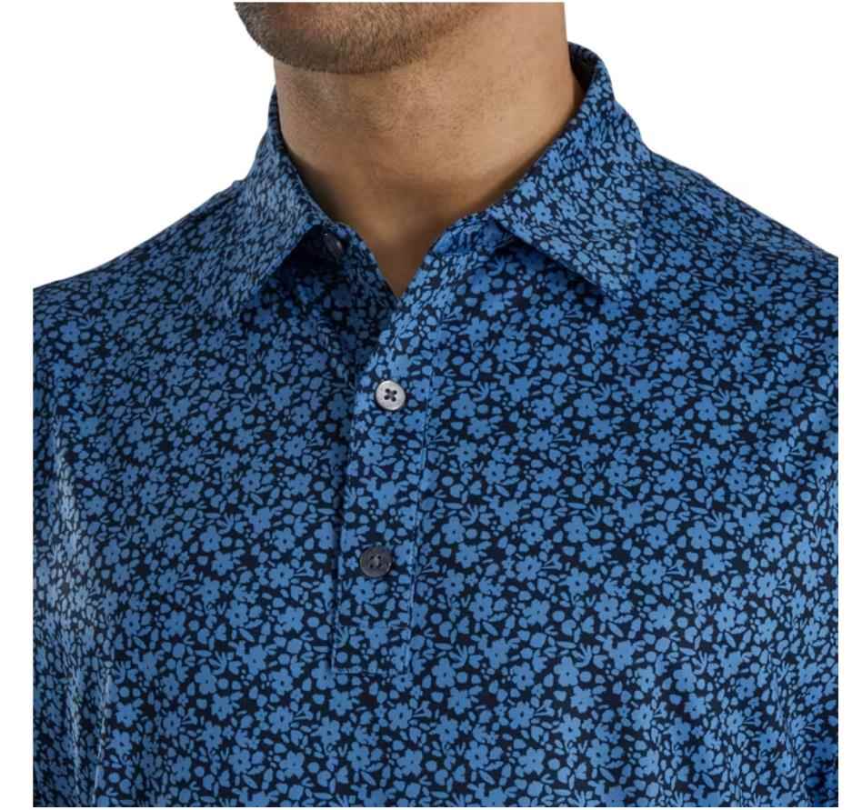 FootJoy Raker Print Lisle Herren Poloshirt, dunkelblau