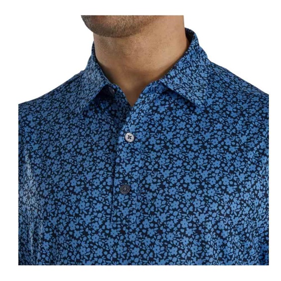 FootJoy Raker Print Lisle Herren Poloshirt, dunkelblau