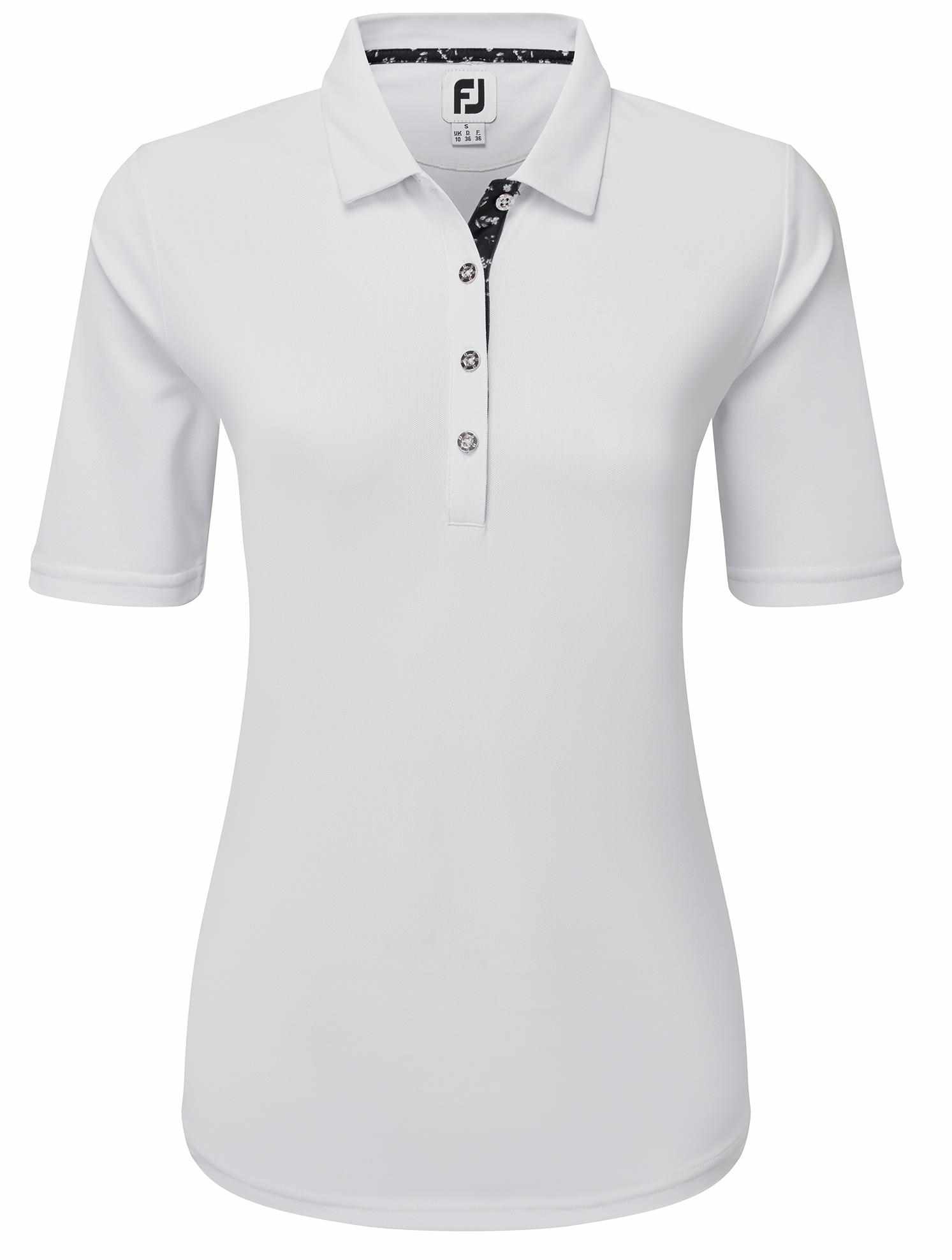 FootJoy 1/2 Sleeve Solid Pique Damen Poloshirt, weiss