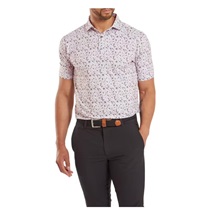 FootJoy Primrose Print Self Collar Lisle Herren Poloshirt, hellrosa