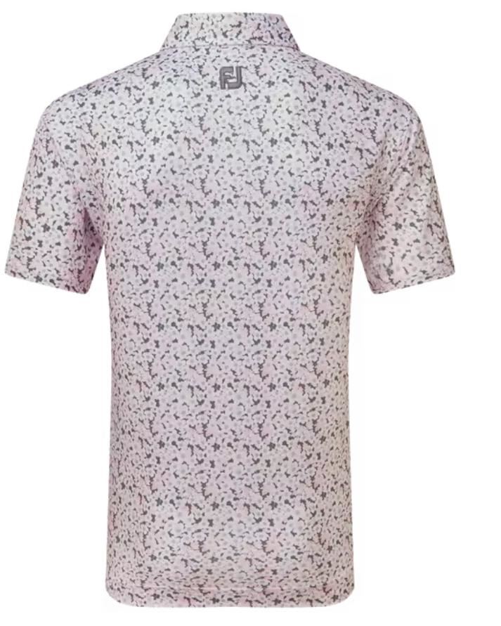 FootJoy Primrose Print Self Collar Lisle Herren Poloshirt, hellrosa