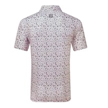 FootJoy Primrose Print Self Collar Lisle Herren Poloshirt, hellrosa
