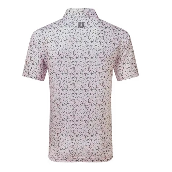 FootJoy Primrose Print Self Collar Lisle Herren Poloshirt, hellrosa