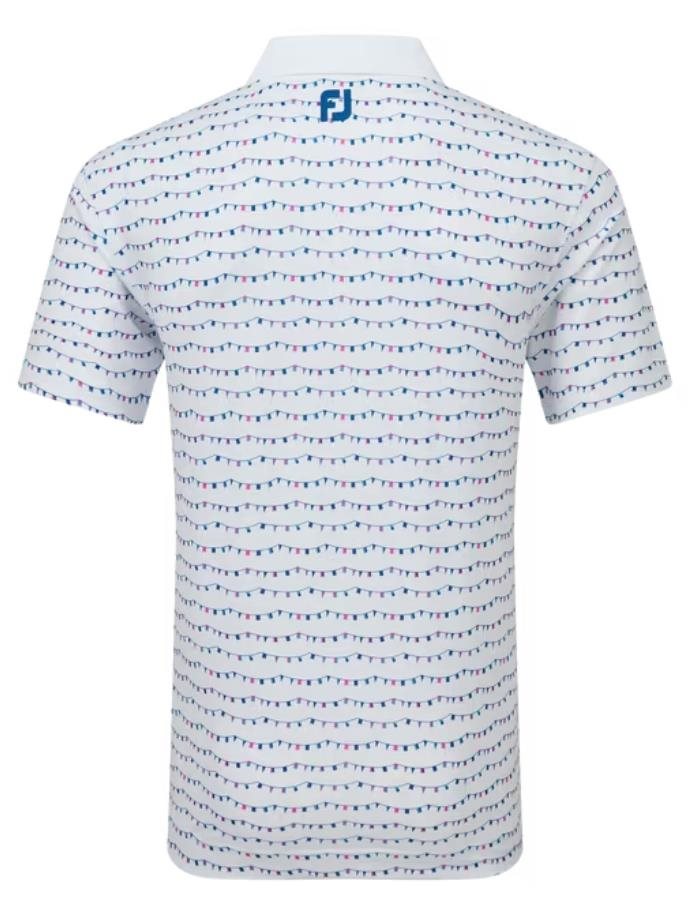 FootJoy FootJoy Flag Banner Print Lisle Herren Poloshirt, weiss