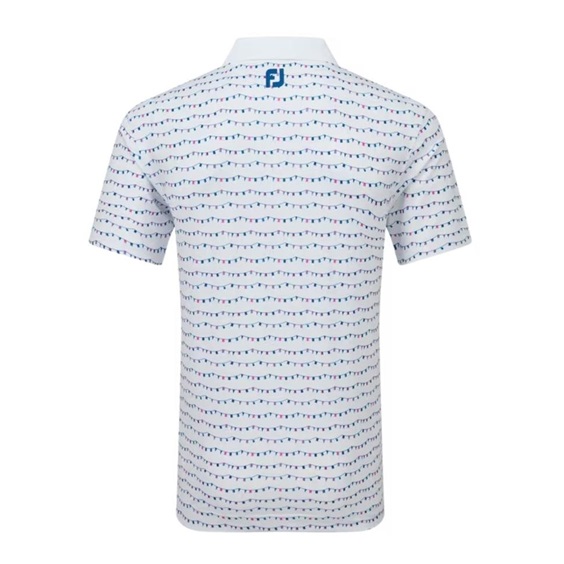 FootJoy FootJoy Flag Banner Print Lisle Herren Poloshirt, weiss