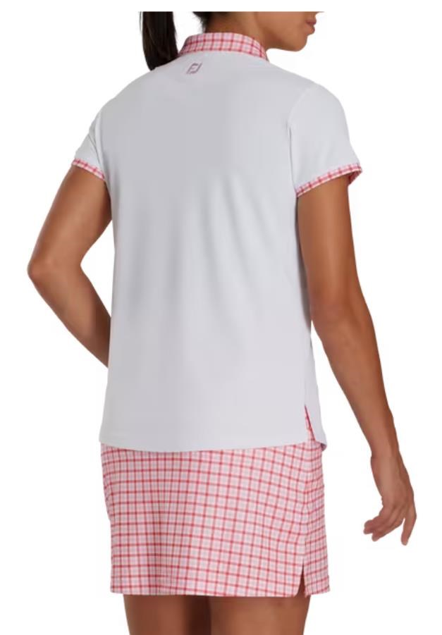 FootJoy Gingham Trim Damen Poloshirt, weiss