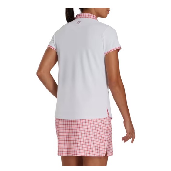 FootJoy Gingham Trim Damen Poloshirt, weiss