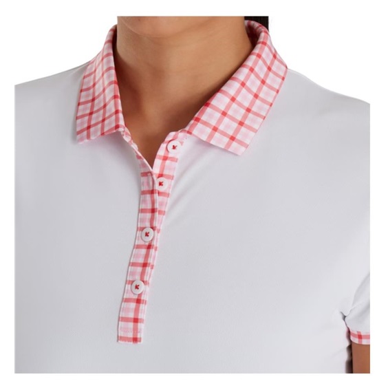 FootJoy Gingham Trim Damen Poloshirt, weiss