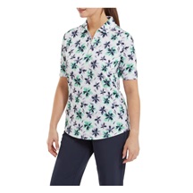 FootJoy 1/2 Sleeve Floral Print Lisle Damen Poloshirt, lila/grün/dunkelblau