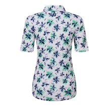 FootJoy 1/2 Sleeve Floral Print Lisle Damen Poloshirt, lila/grün/dunkelblau
