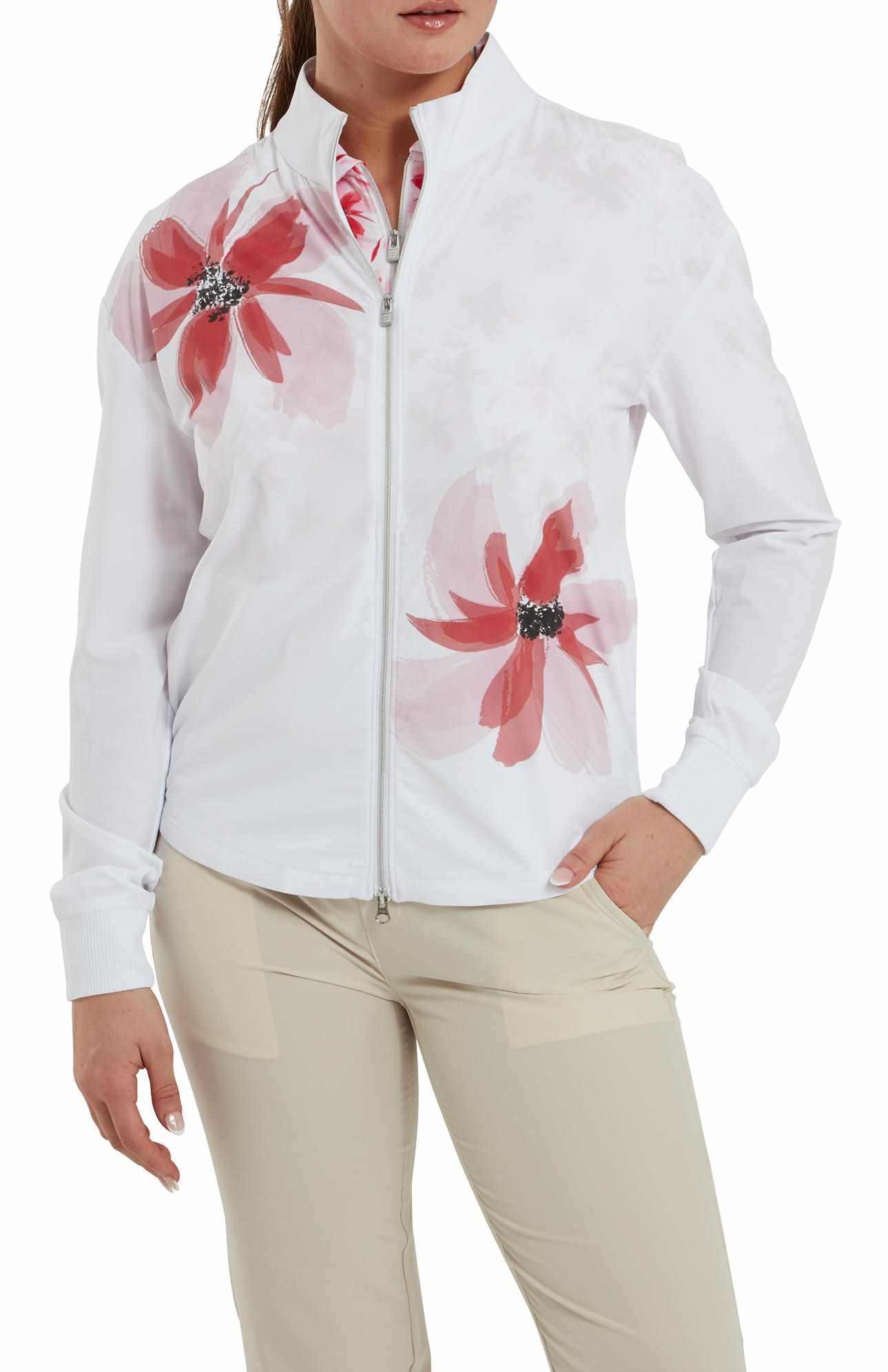 FootJoy Lightweight Full-Zip Damenjacke, weiss/rosa