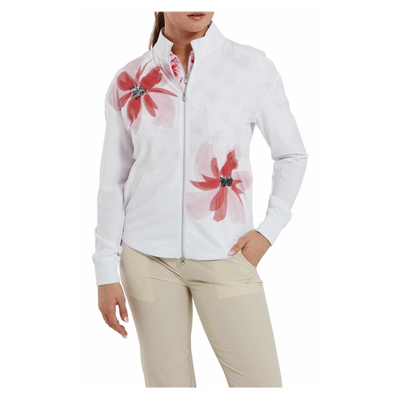 FootJoy Lightweight Full-Zip Damenjacke, weiss/rosa