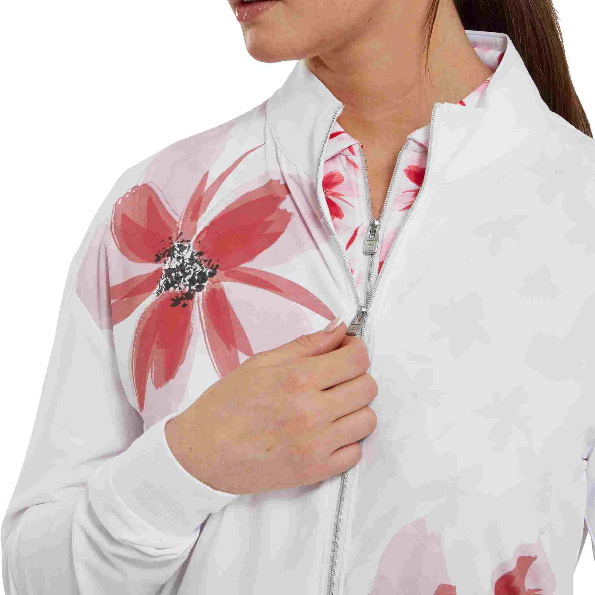 FootJoy Lightweight Full-Zip Damenjacke, weiss/rosa