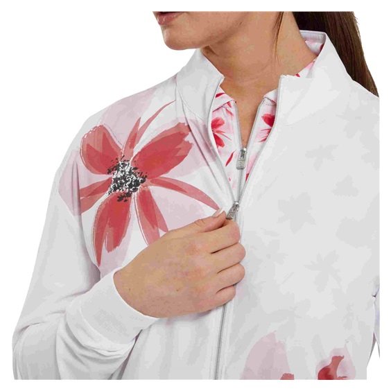 FootJoy Lightweight Full-Zip Damenjacke, weiss/rosa