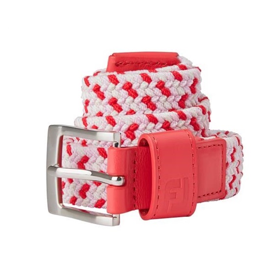 FootJoy Braided Damen Gürtel, rot/weiss/rosa