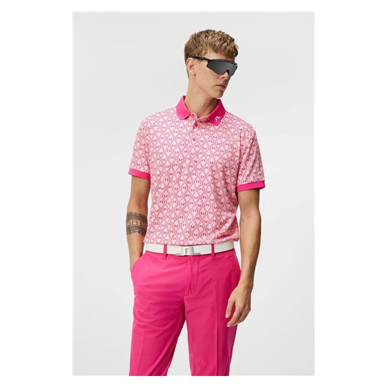 J.Lindeberg Tour Tech Regular Fit Print Herren Poloshirt, geo powder pink