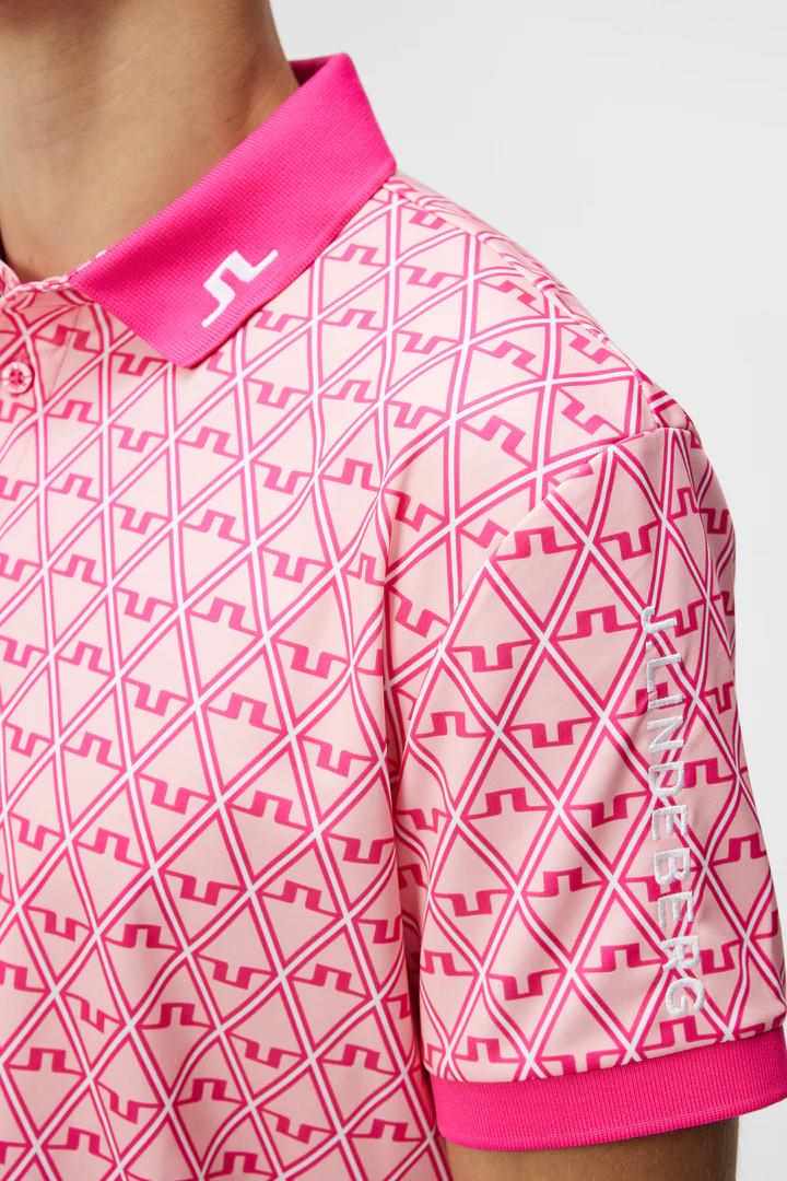 J.Lindeberg Tour Tech Regular Fit Print Herren Poloshirt, geo powder pink