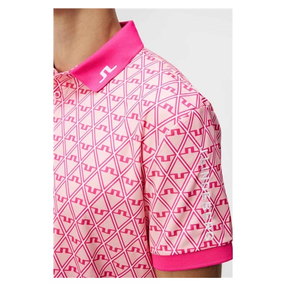 J.Lindeberg Tour Tech Regular Fit Print Herren Poloshirt, geo powder pink