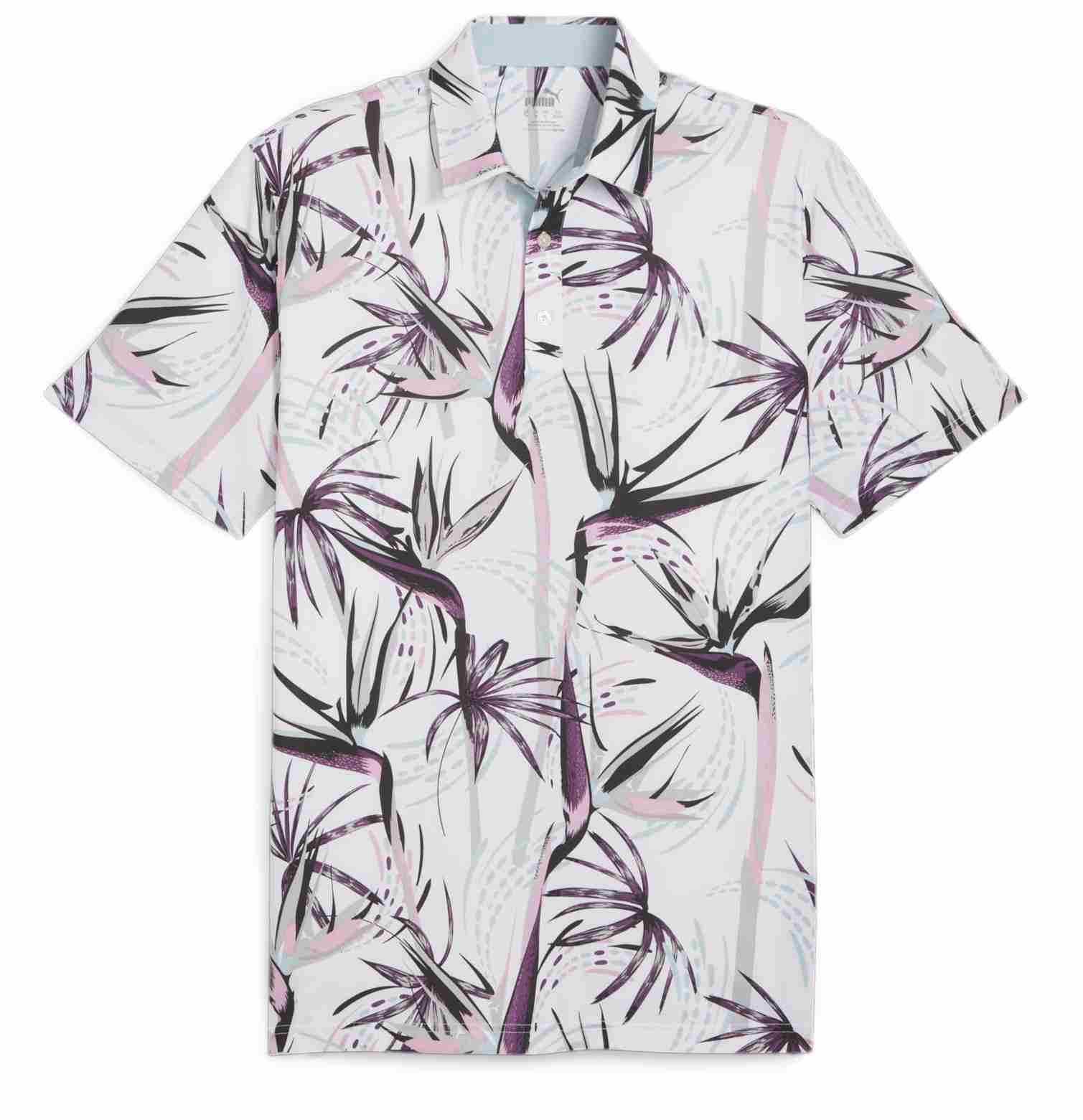 Puma Mattr Birds of Paradise Herren Poloshirt, weiss