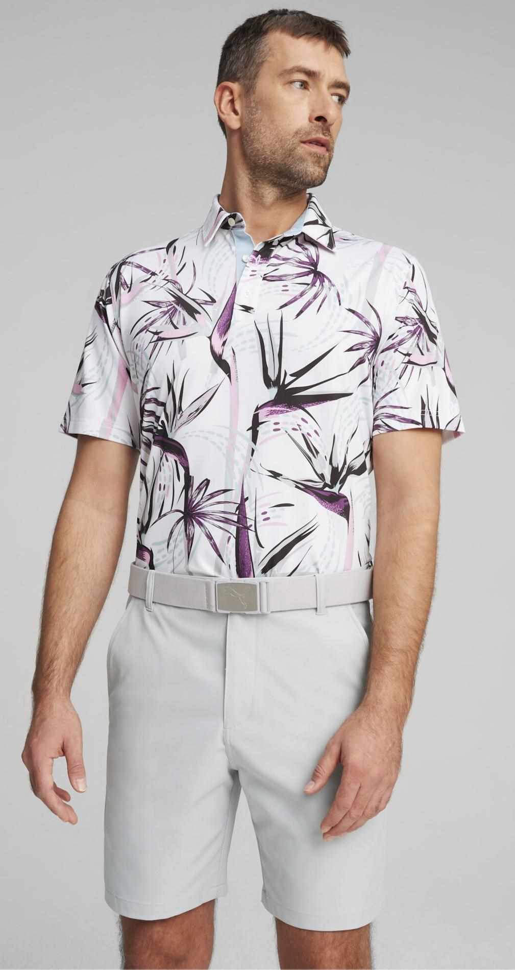 Puma Mattr Birds of Paradise Herren Poloshirt, weiss