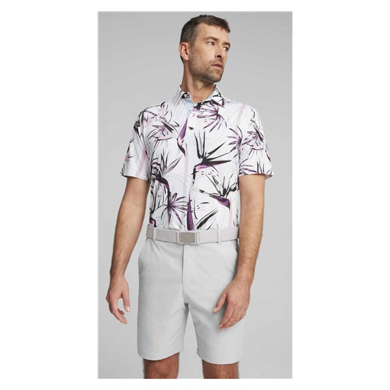 Puma Mattr Birds of Paradise Herren Poloshirt, weiss