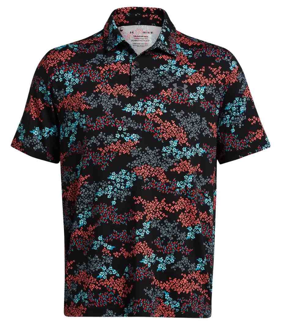 Under Armour Playoff 3.0 Printed Herren Poloshirt, schwarz