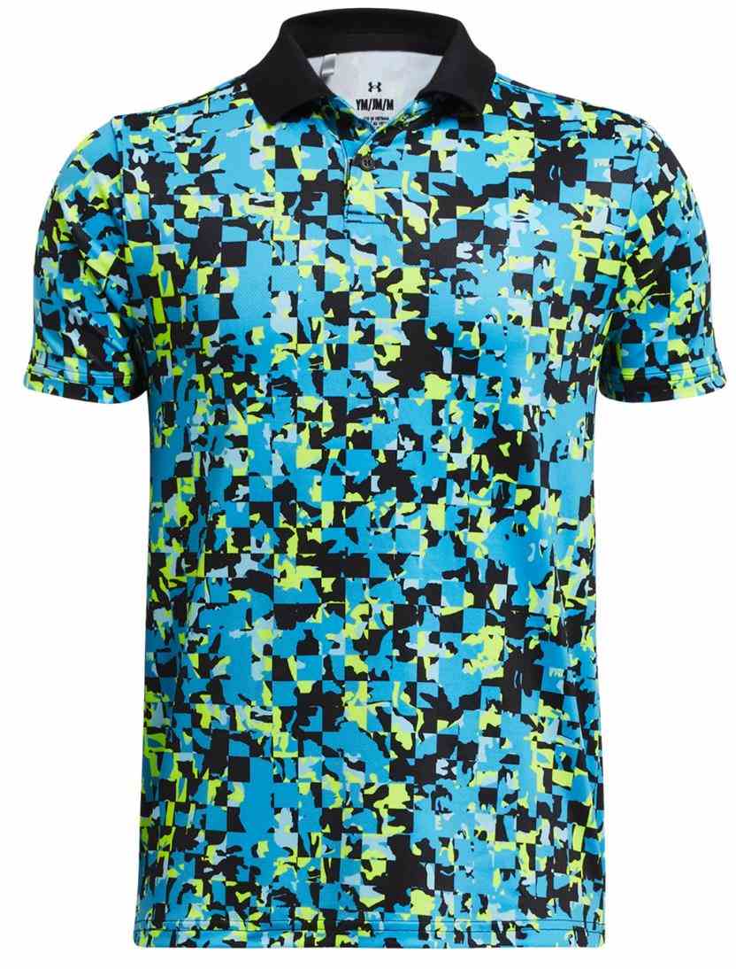 Under Armour Matchplay Printed Junior Poloshirt, capri/high-vis yellow/black