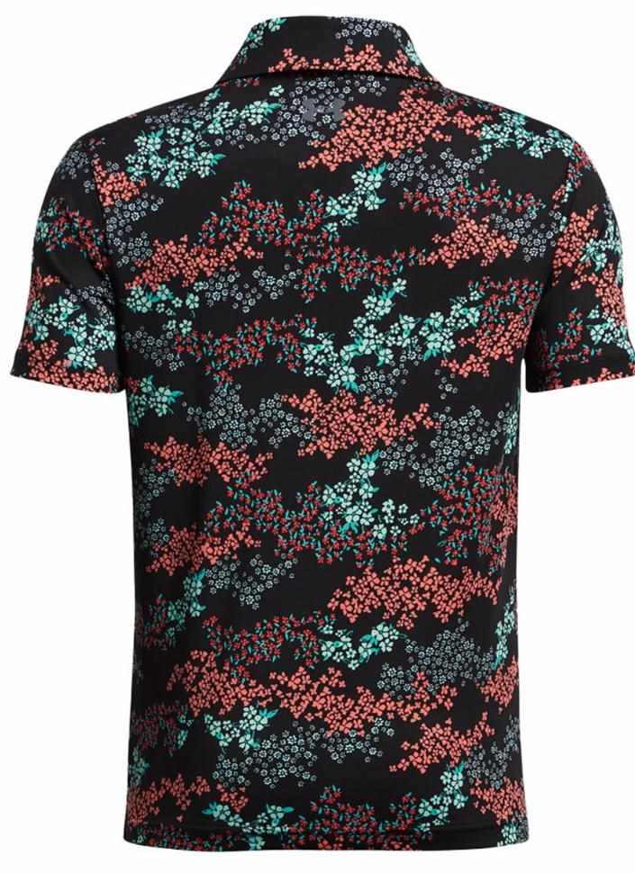 Under Armour Playoff Printed Junior Poloshirt, black/hydro teal