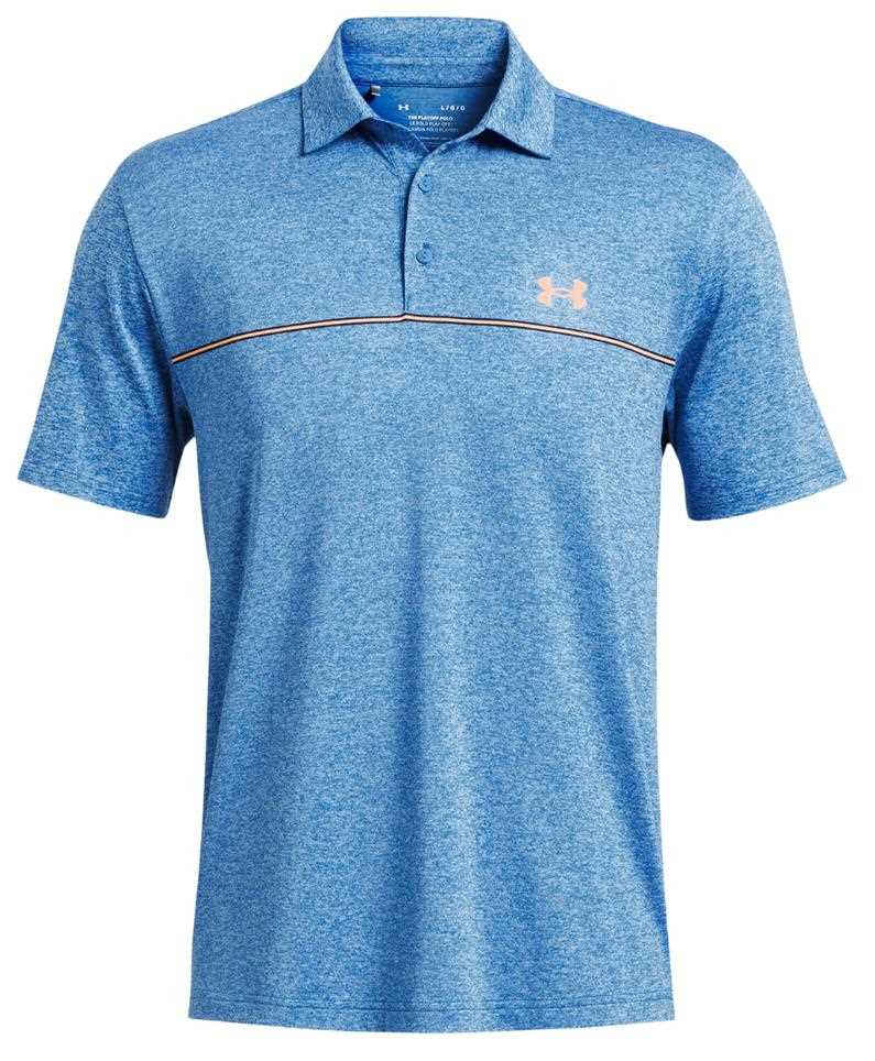 Under Armour Playoff 3.0 Printed Herren Poloshirt, photon blue/nova orange/midnight navy