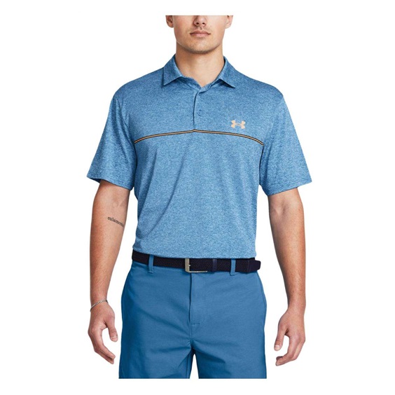 Under Armour Playoff 3.0 Printed Herren Poloshirt, photon blue/nova orange/midnight navy