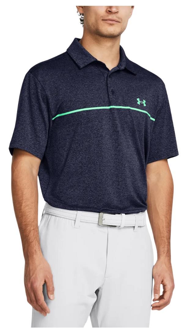 Under Armour Playoff 3.0 Stripe Herren Poloshirt, midnight navy/vapor green