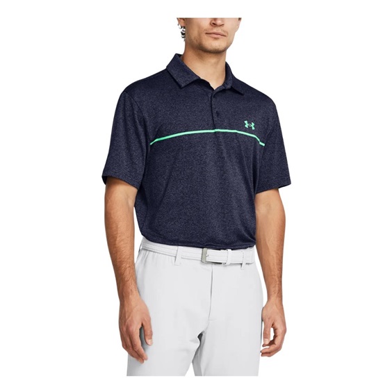 Under Armour Playoff 3.0 Stripe Herren Poloshirt, midnight navy/vapor green