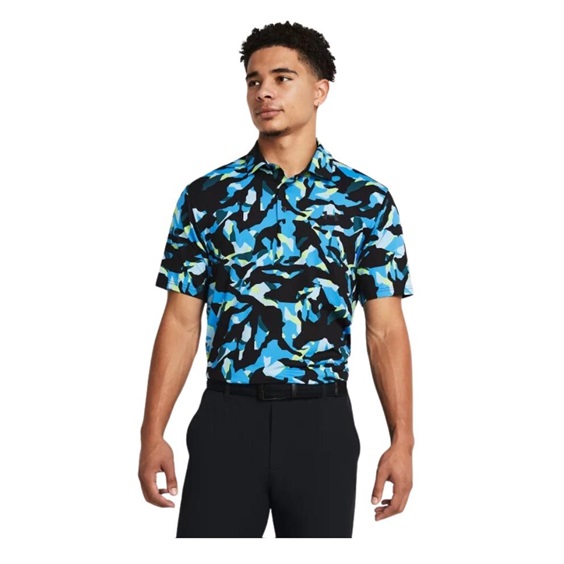 Under Armour Playoff 3.0 Printed Herren Poloshirt, black/capri