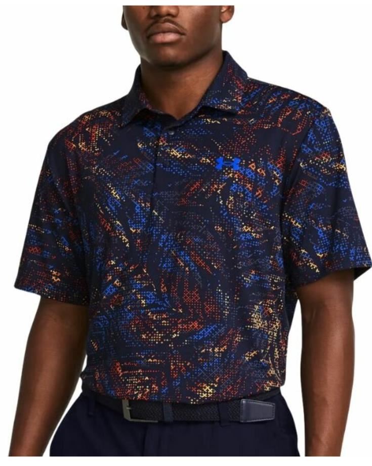 Under Armour Playoff 3.0 Printed Herren Poloshirt, midnight navy/phoenix