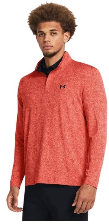 Under Armour Playoff Printed 1/4 Zip Herren Sweatshirt, coho/red solstice/black