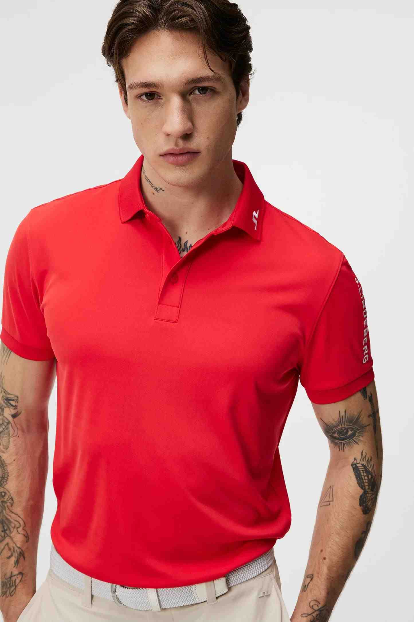 J.Lindeberg Tour Tech Regular Fit Herren Poloshirt, rot