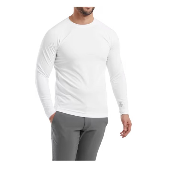FootJoy ThermoSeries Fleece Base Layer Herren Langarm-Polo, weiss