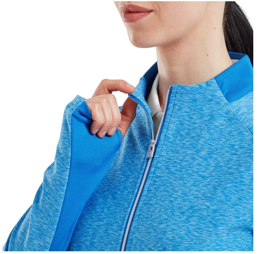 Footjoy Full-Zip Space Dye Thermal Midlayer Damen Sweatshirt, blue/aqua