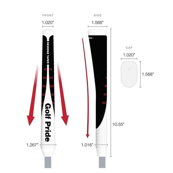 Golf Pride Reverse Taper Putter Griff, Pistol Medium
