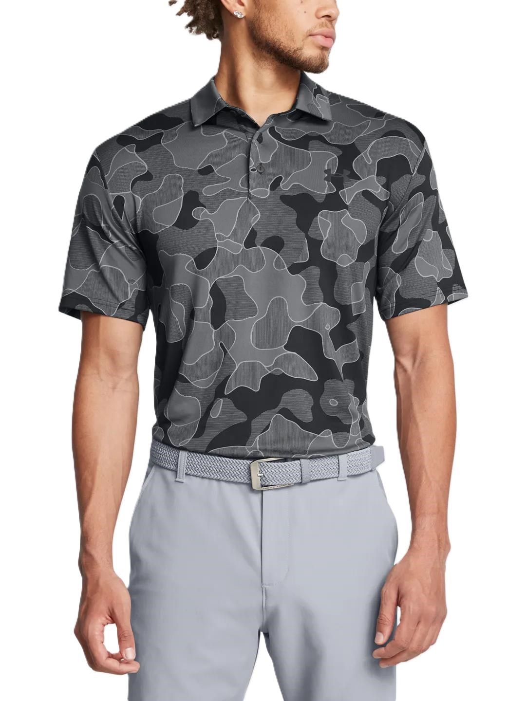 Under Armour Playoff 3.0 Printed Herren Poloshirt, schwarz